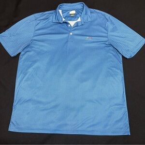 Greg Norman golf polo‎ Blue Checkered Men's Play Dry shirt size XL